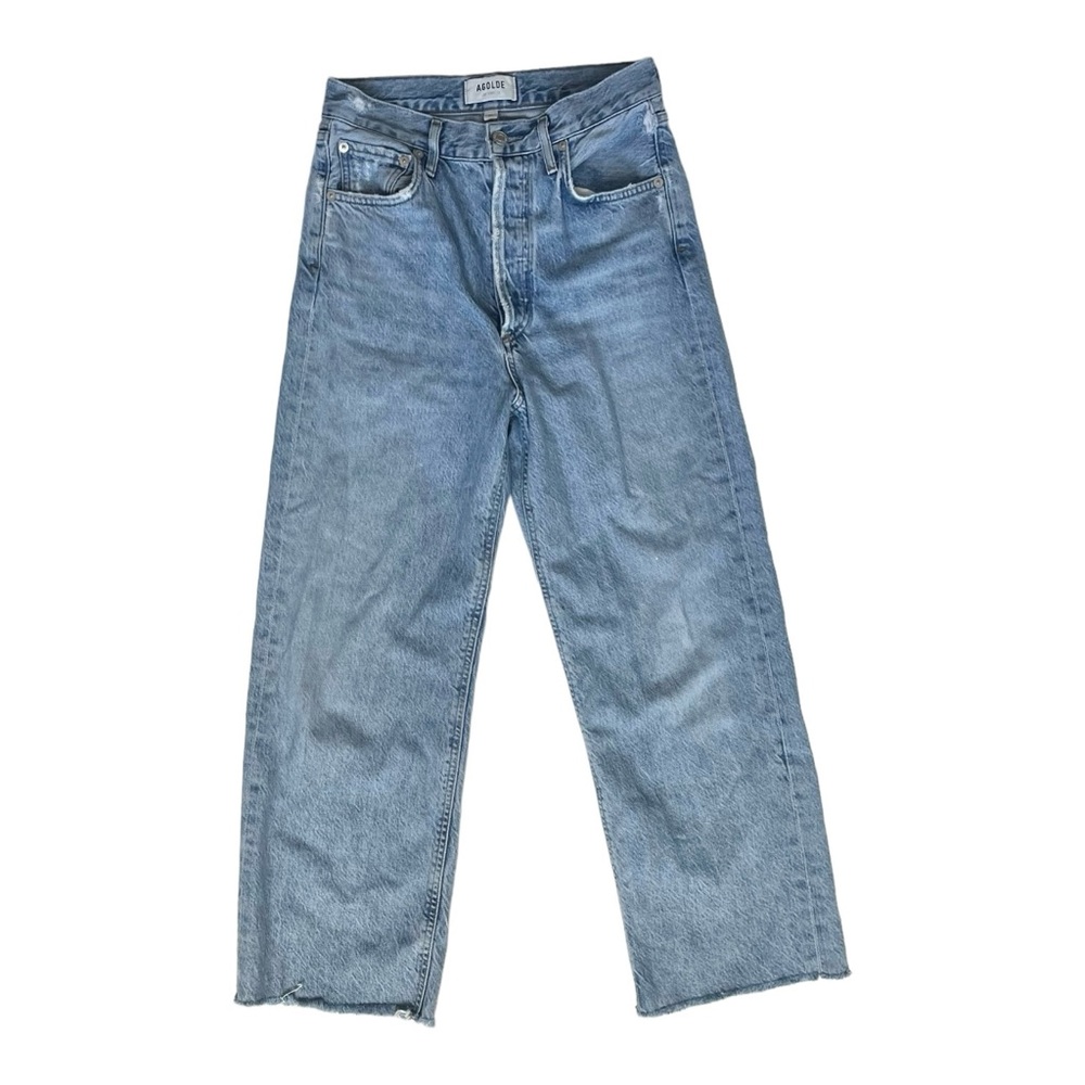 AGOLDE Distressed Ren High Rise Wide Leg Raw Hem Jeans